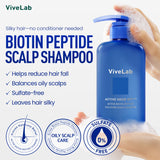 Biotin & Peptide Solution Shampoo for Scalp Care – Strengthens Hair, Reduces Thinning & Nourishes Roots | Sulfate-Free & Suitable for All Hair Types (17 oz)