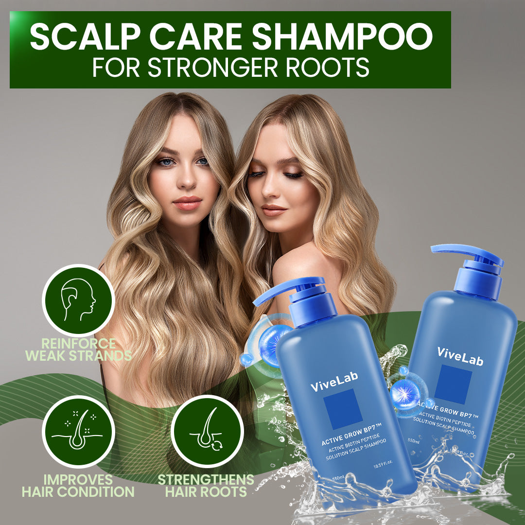 Biotin & Peptide Solution Shampoo for Scalp Care – Strengthens Hair, Reduces Thinning & Nourishes Roots | Sulfate-Free & Suitable for All Hair Types (17 oz) - ViveLab