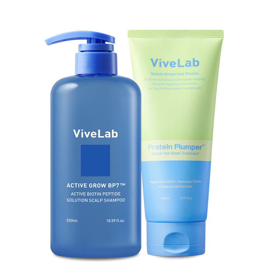 ViveLab Scalp & Hair Care Set — Clarifying Biotin Shampoo & 72-Hour Instant Shine Plumper Treatment Duo