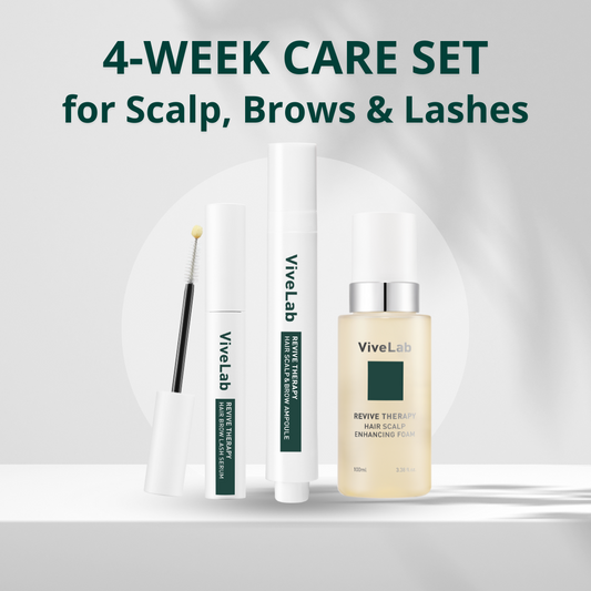 Vivelab 3-Step Care Set – Eyelash Growth Serum, Scalp Strengthening Ampoule & Hair Enhancing Foam | Boosts Growth, Nourishes Roots & Strengthens Hair & Brows for a Fuller, Healthier Look - ViveLab